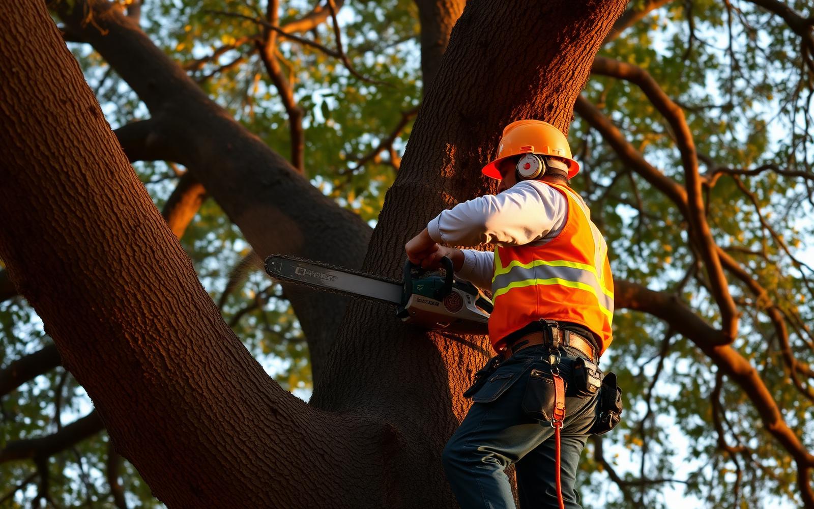 Live oak being trimmed by insured Carlos Lawn crew